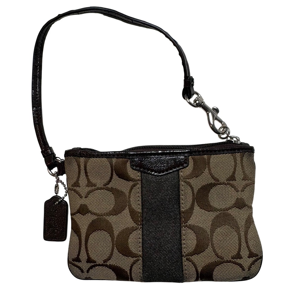 Coach Signature C Monogram Brown Wristlet F51158